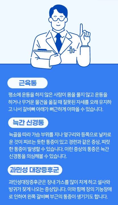 왼쪽 갈비뼈 아래 통증 1